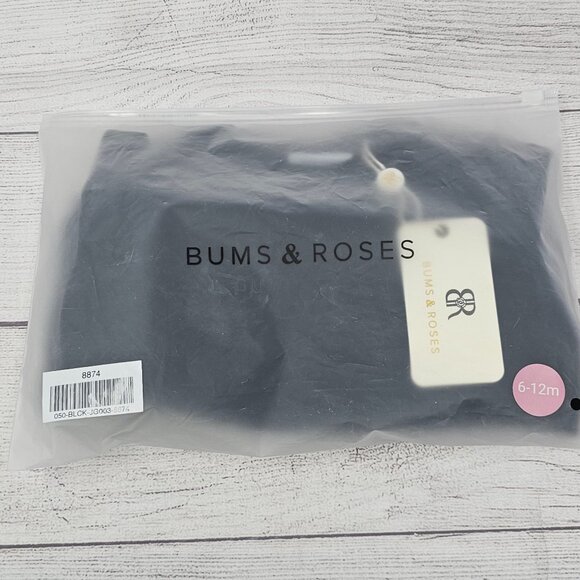 Little Bum Bums Bums N Roses Black‎ jogger set 6-12 months